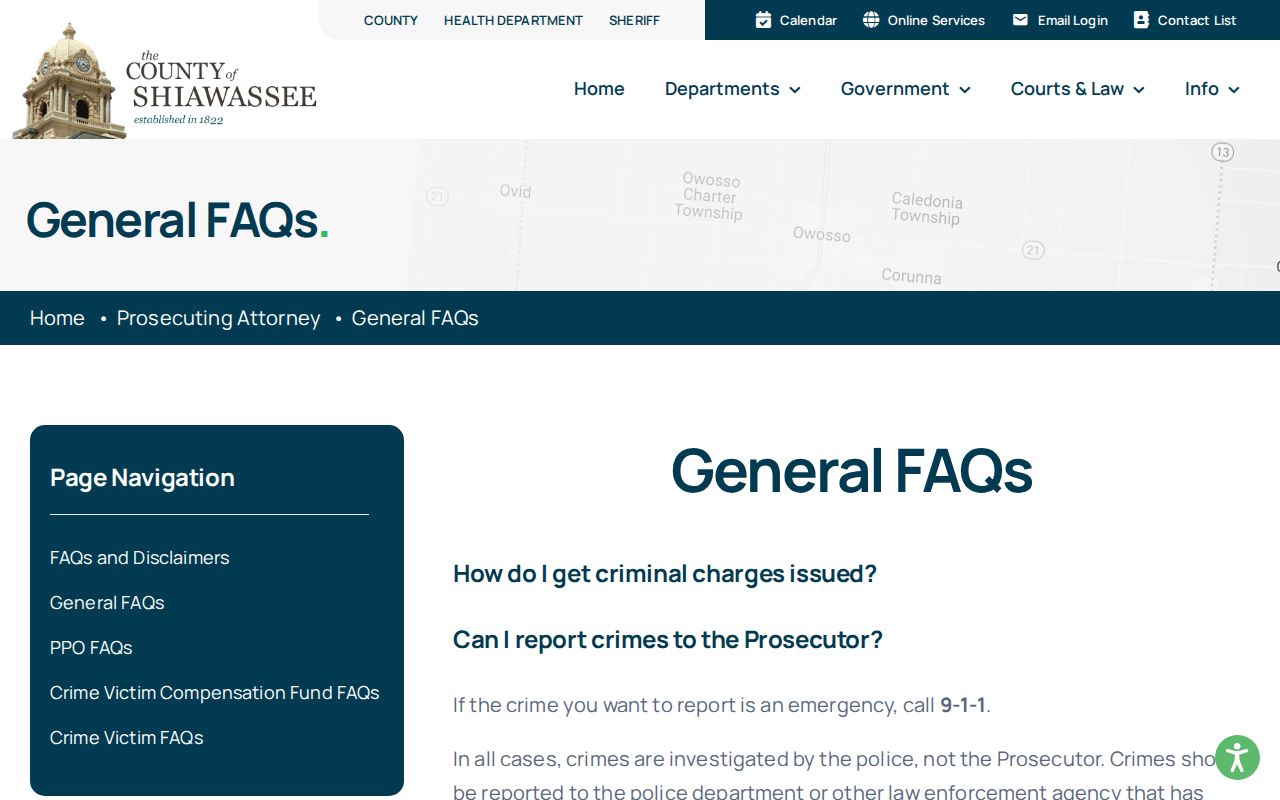 Shiawassee County official warrant and arrest guidance